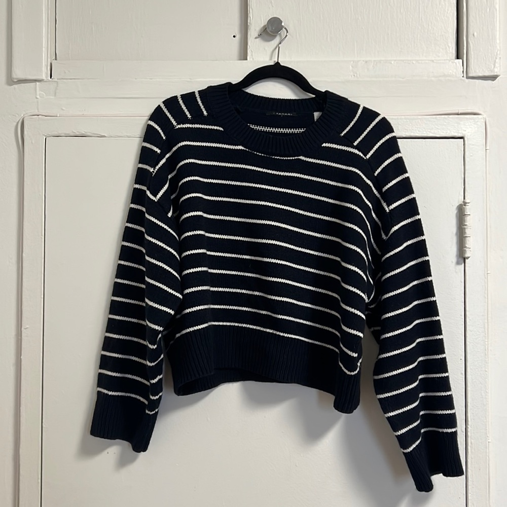 Tahari Navy and White Striped Sweater